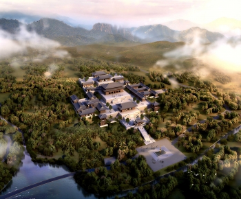 New Chinese Style Architectural Bird's-eye View Planning-ID:582247022
