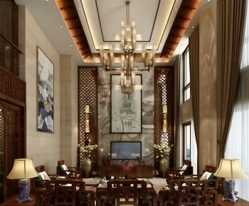 New Chinese Style A Living Room-ID:142190931