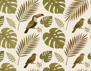 ModernAnimal And Plant Pattern Wallpaper