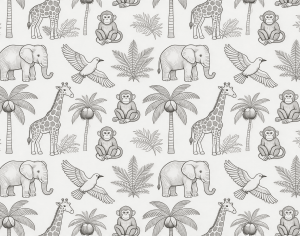 ModernAnimal And Plant Pattern Wallpaper