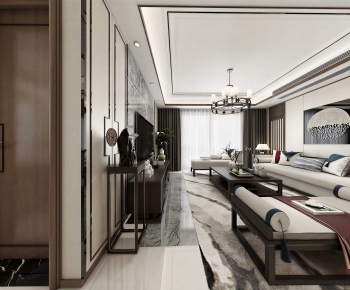 New Chinese Style A Living Room-ID:718427907
