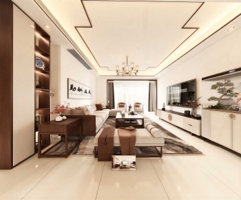 New Chinese Style A Living Room-ID:411369865