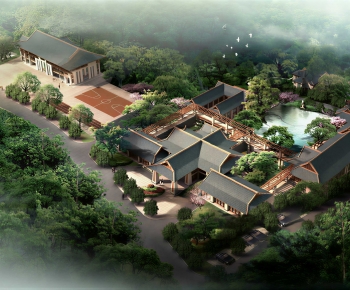 New Chinese Style Architectural Bird's-eye View Planning-ID:909646997