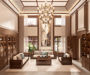New Chinese Style A Living Room-ID:801086901