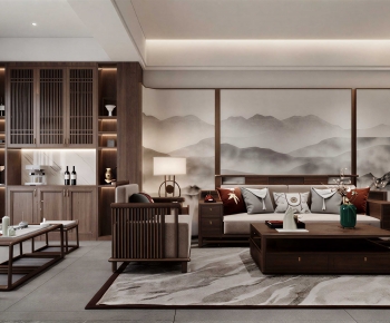 New Chinese Style A Living Room-ID:644114021