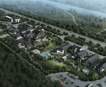 New Chinese Style Architectural Bird's-eye View Planning-ID:195125104