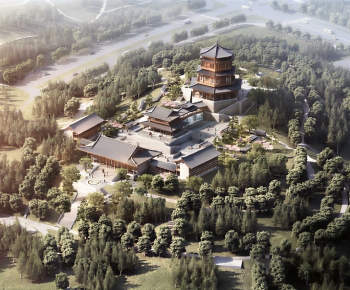New Chinese Style Architectural Bird's-eye View Planning-ID:669313912