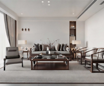 New Chinese Style A Living Room-ID:600776913