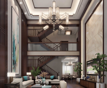 New Chinese Style A Living Room-ID:955363994