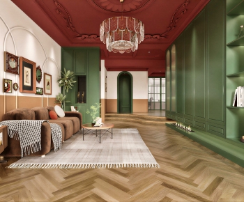 Retro Style A Living Room-ID:830659963