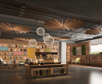 Industrial Style Bookstore Book Bar-ID:448610814