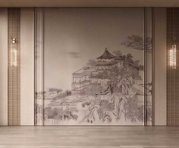 New Chinese Style TV Wall-ID:394838095