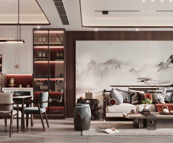 New Chinese Style A Living Room-ID:215610032