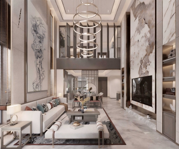 New Chinese Style A Living Room-ID:592683084