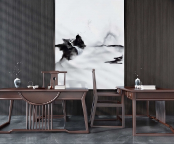 New Chinese Style Computer Desk And Chair-ID:703871017