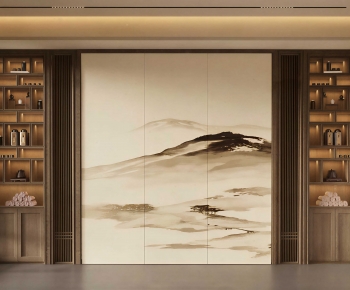 New Chinese Style TV Wall-ID:123616935