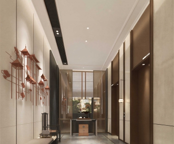 New Chinese Style Office Elevator Hall-ID:594928986