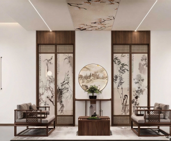 New Chinese Style A Living Room-ID:746269223