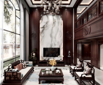 New Chinese Style A Living Room-ID:192074069