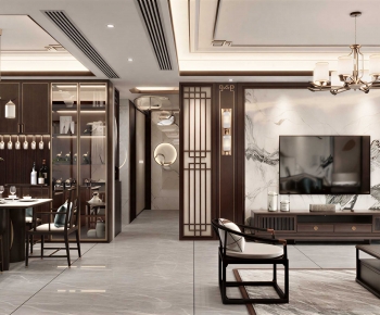 New Chinese Style A Living Room-ID:379095084