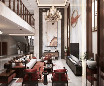 New Chinese Style A Living Room-ID:177614935