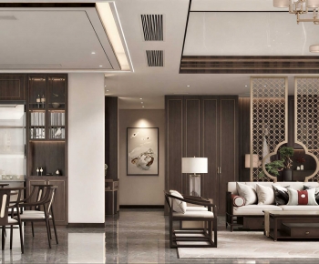 New Chinese Style A Living Room-ID:397635947