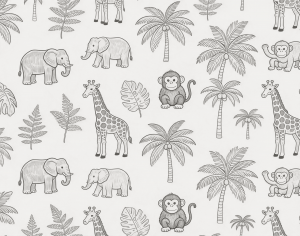 ModernAnimal And Plant Pattern Wallpaper