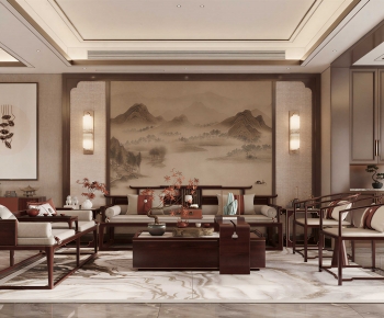 New Chinese Style A Living Room-ID:346055037