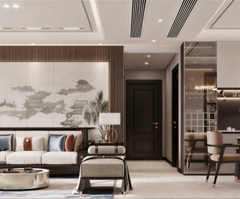 New Chinese Style A Living Room-ID:366595031