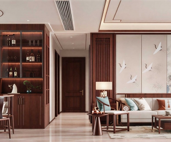New Chinese Style A Living Room-ID:610272887