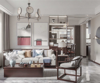 New Chinese Style A Living Room-ID:456934938