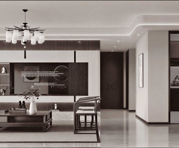New Chinese Style A Living Room-ID:735992911