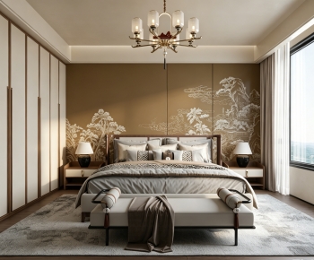 New Chinese Style Bedroom-ID:676165101