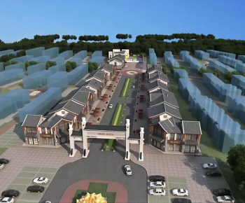 New Chinese Style Architectural Bird's-eye View Planning-ID:237713102