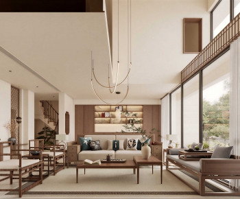 New Chinese Style A Living Room-ID:647208935
