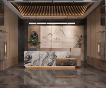 New Chinese Style Office Reception Desk-ID:784152035