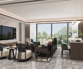 New Chinese Style A Living Room-ID:739078042