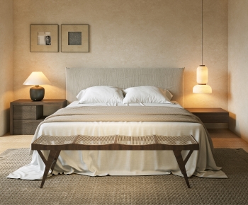Wabi-sabi Style Double Bed-ID:487010964