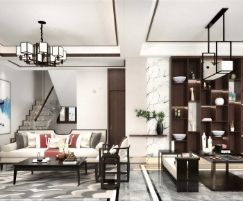 New Chinese Style A Living Room-ID:343626029
