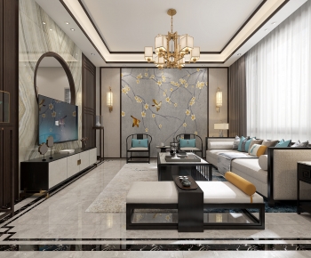 New Chinese Style A Living Room-ID:536609895