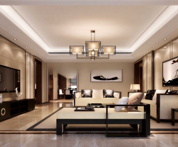 New Chinese Style A Living Room-ID:845881946