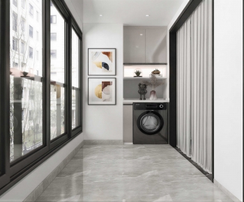 Modern Balcony Laundry Room-ID:689455037