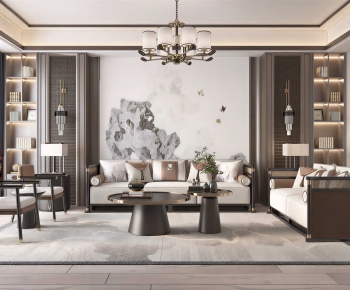 New Chinese Style A Living Room-ID:917989974
