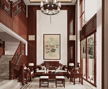 New Chinese Style A Living Room-ID:135795121