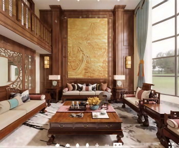 New Chinese Style A Living Room-ID:548016079