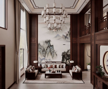 New Chinese Style A Living Room-ID:475138909