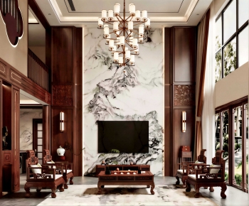 New Chinese Style A Living Room-ID:908778914