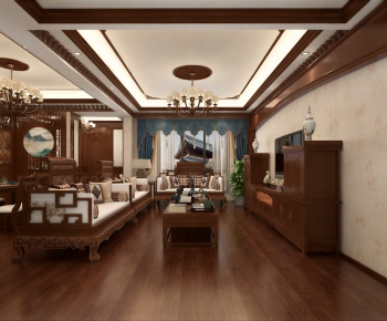 New Chinese Style A Living Room-ID:260087977