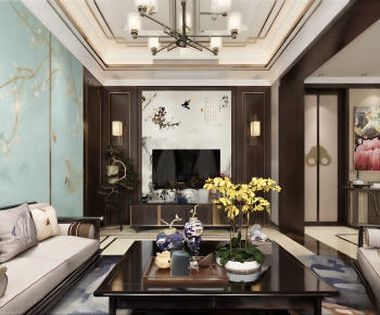New Chinese Style A Living Room-ID:189893013