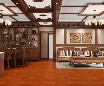 New Chinese Style A Living Room-ID:479841954